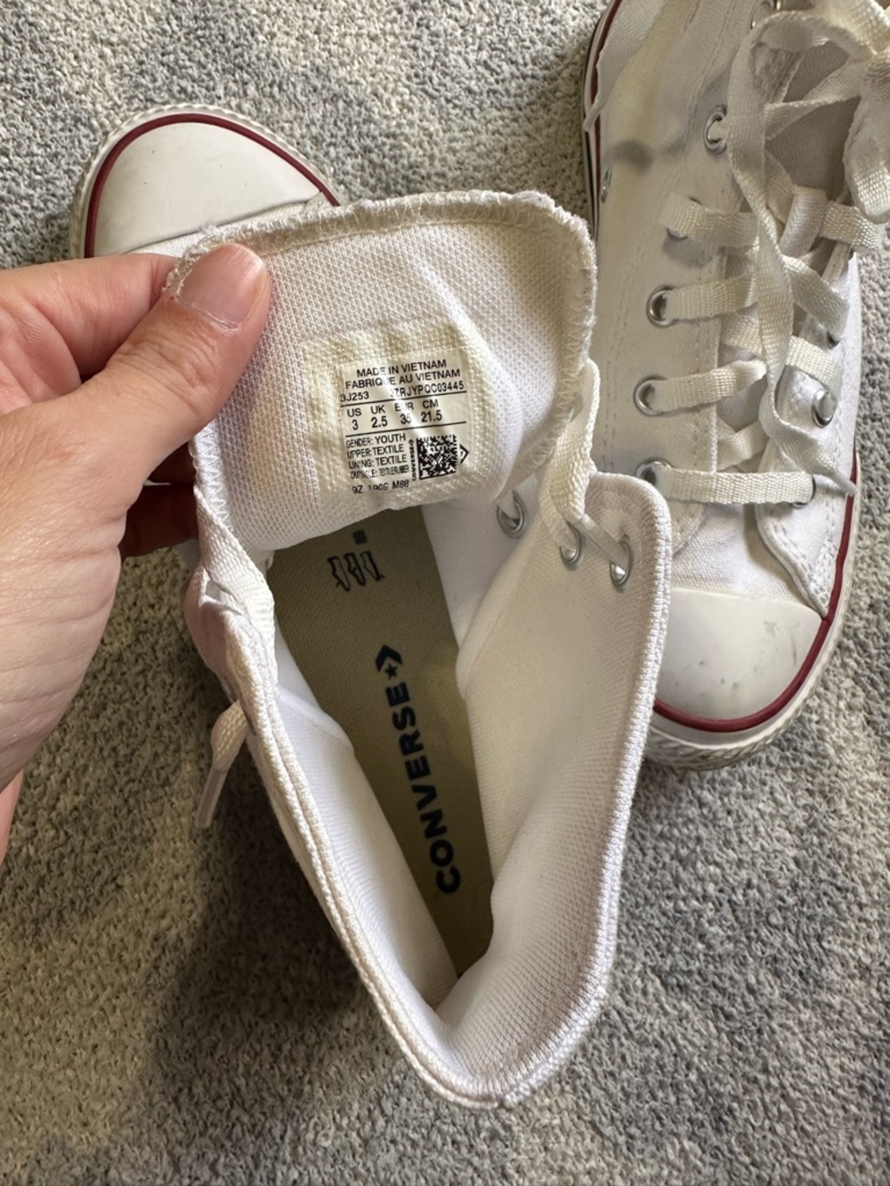 Converse Kids White High-Top Sneakers with Red Trim youth 3